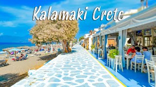 Kalamaki Crete walking tour 4K Greece 2022 [upl. by Siddon]