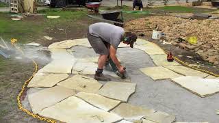 How To Cut Stone Pavers Using An Angle Grinder [upl. by Donoho]