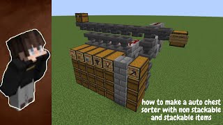 How to make a Auto Chest Sorter With Non StackableStackable Items In Minecraft [upl. by Halona]