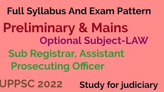 Full Syllabus Exam PatternSub Registrar Assistant Prosecuting Officer 2022 uppsc uppcs [upl. by Ardnajela]