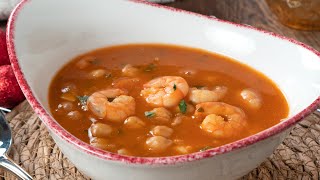 Guiso Rápido de Garbanzos con Langostinos Receta Fácil y Deliciosa [upl. by Frissell]