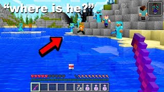 Going invisible to fish in the lake WHILE PEOPLE HUNT ME minecraft factions [upl. by Cordle358]