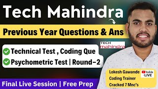 Tech Mahindra Technical amp Psychometric Test  Final Live Session  Coding Technical Pseudo Code [upl. by Sage26]