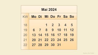 Kalender Mai 2024 [upl. by Tiffanie847]