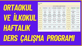 Ortaokul ve İlkokul Haftalık Ders Çalışma Programı [upl. by Weingartner]