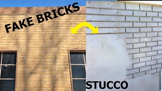 FAKE BRICKS  FAUX BRICK  STUCCOED BRICKS  SHOP MAKE OVER RENOVATION  FRICK  ITS BRICK [upl. by Sadnak]