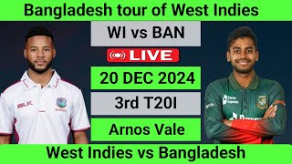 West Indies vs Bangladesh 3rd T20I  Live Cricket Score [upl. by Llezom]