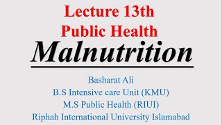 Malnutrition In Urdu Lecture 12th  Public Health  Diploma And Bs  Basharat Ali [upl. by Chimene]