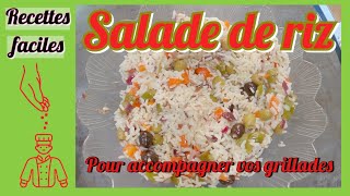 Salade de riz pour accompagner vos grillades poivrons oignon rougeolives et vinaigrette [upl. by Annaid]