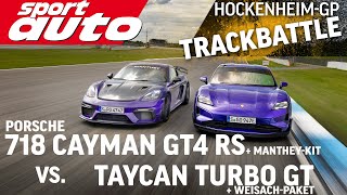 Porsche Taycan Turbo GT vs GT4 RS Manthey Kit  Trackbattle HockenheimGP  sport auto [upl. by Briana156]