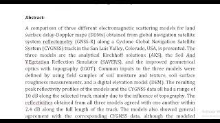 Intercomparison of Electromagnetic Scattering Models for Delay Doppler Maps Along a CYGNSS Land Trac [upl. by Carrel]