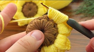 very easy sunflower model explanation online tutorial crochet knit👌 tasarım 👉elisisevdas1213 [upl. by Lehcear623]