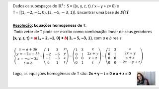 INTERSECÇÃO SUBESPAÇOS VETORIAIS [upl. by Hairacaz103]