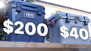 YETI Roadie 24 vs Budget Everbilt Cooler 24hr Ice Test  Drop Test  Review [upl. by Lindgren]