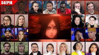 Attack on Titan Season 4 Episode 16 Reaction Mashup  進撃の巨人 [upl. by Randee]