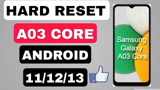 SAMSUNG A03 CORE HARD RESET FACTORY RESET  unlock pattern WITHOUT PC [upl. by Danya]