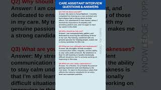 Care Assistant Interview Questions and Interview [upl. by Sekoorb]