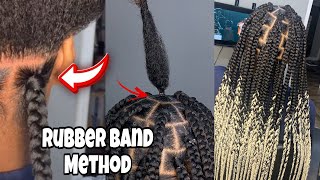 HOW TO BOX BRAIDS RUBBER BAND METHOD FOR BEGINNERS [upl. by Almond]