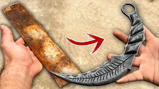 Forging Stunning Damascus Karambit Knife🔥 [upl. by Sorci586]