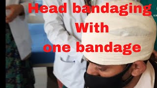 Head bandaging with one bandage by PC nursing procedure [upl. by Schober]