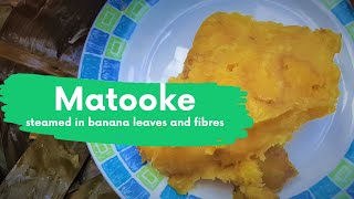 How to prepare Matooke steamed in banana leaves and fibres [upl. by Alleuol]