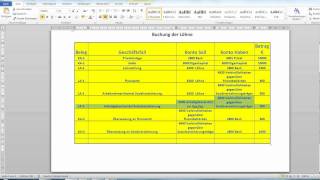 Buchung der Löhne Buchführung mit Excel [upl. by Bromley]