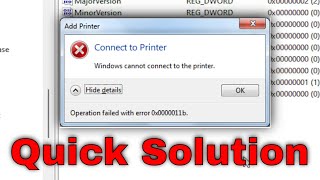 Windows Cannot Connect Printer Operation Failed Error 0x0000011B Solution [upl. by Kielty]