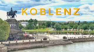 Koblenz Germany in 4K  Deutsches Eck Festung Ehrenbreitstein Seilbahn [upl. by Assecnirp255]