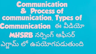 CommunicationampElementsampProcess of communicationampTypes of Communication MHSRB Nursing officers [upl. by Morissa]