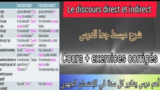 le discours direct et indirect cours  exercices corrigés tronc commun  1bac أهم درس يتكرر كل سنة [upl. by Silrac399]