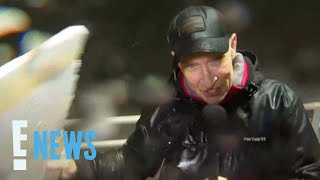 Anderson Cooper HIT by Flying Debris During Live Hurricane Milton News Report  E News [upl. by Fredelia]