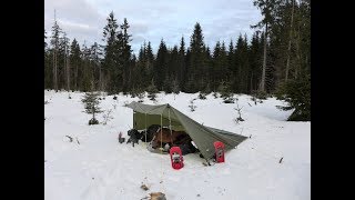 Winterbiwak  Gapahuk Tarp amp Daunenschlafsack in der Kälte [upl. by Sioux]