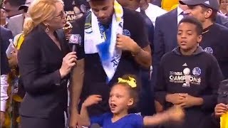 Riley Curry Steals Stephs Thunder at Warriors Finals Celebration [upl. by Lauree]