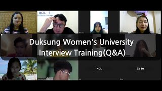 Duksung Womens University Interview TrainingQampA [upl. by Lenwood]