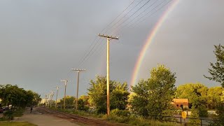 TRAINS Intense Rainbow Seen From Ardent Mills Spur in St Henri [upl. by Airotel287]