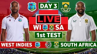 West Indies vs South Africa 2nd Test Day 3 Live [upl. by Nehtanhoj]