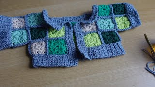 Granny Square Cardigan for our build a bear frog  Full tutorial [upl. by Leis]