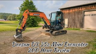 Digging the Doosan DX 35z Mini Excavator  200 Hour Review doosan miniexcavator lilbentwrench [upl. by Howarth95]