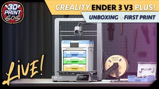 Creality Ender 3 V3 Plus  Live Unboxing amp First Print [upl. by Brucie]