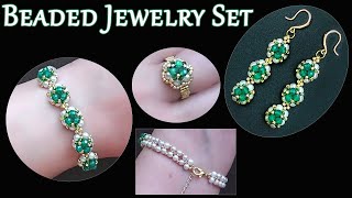 Beaded Jewelry Set  Beginners Beadwork Free Tutorial [upl. by Guyon]