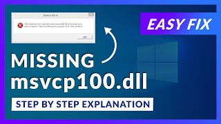 msvcp100dll Missing Error  How to Fix  2 Fixes  2021 [upl. by Yelkreb]