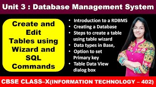 Create And Edit Tables Using Wizard amp SQL Commands  Unit3 DBMS  Class 10 Information Technology [upl. by Hilarius]