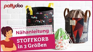 Nähanleitung Utensilo mit Tunnelzug  gratis Schnittmuster  Stoffkorb für Spielzeug oder Handarbeit [upl. by Nagap]