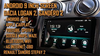 Android 9 inch for Dacia Logan 2 Sandero 2 Renault Logan 2 Sandero Stepway 2 Android Auto Carplay [upl. by Goldie]