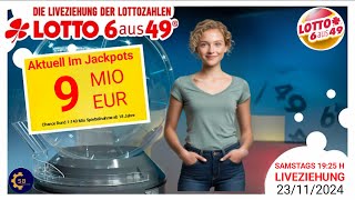 Ziehung der Lottozahlen live 23112024  lotto 6 aus 49 [upl. by Sicnarf]