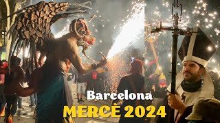 Correfoc de la Mercè 2024 al Passeig de Gràcia  Barcelona Festa Major [upl. by Mokas66]