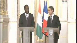 Conférence de presse conjointe des Présidents Ouattara et Sarkozy à lElysée [upl. by Kleiman]