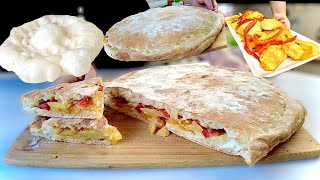 PANE CIABATTA CROCCANTE imbottito Senza Impasto🥖 ricetta calabrese con “Pipi” e Patate [upl. by Mun]