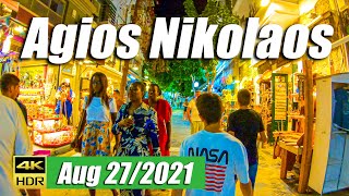 Agios Nikolaos Crete  Nightlife  Greece Walking Tour 4K UHD [upl. by Zeeba]