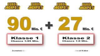 Eurojackpot am 09022018 weiter bei 90 Mio € 2 GK mit 27 Mio € gefüllt [upl. by Nallad]